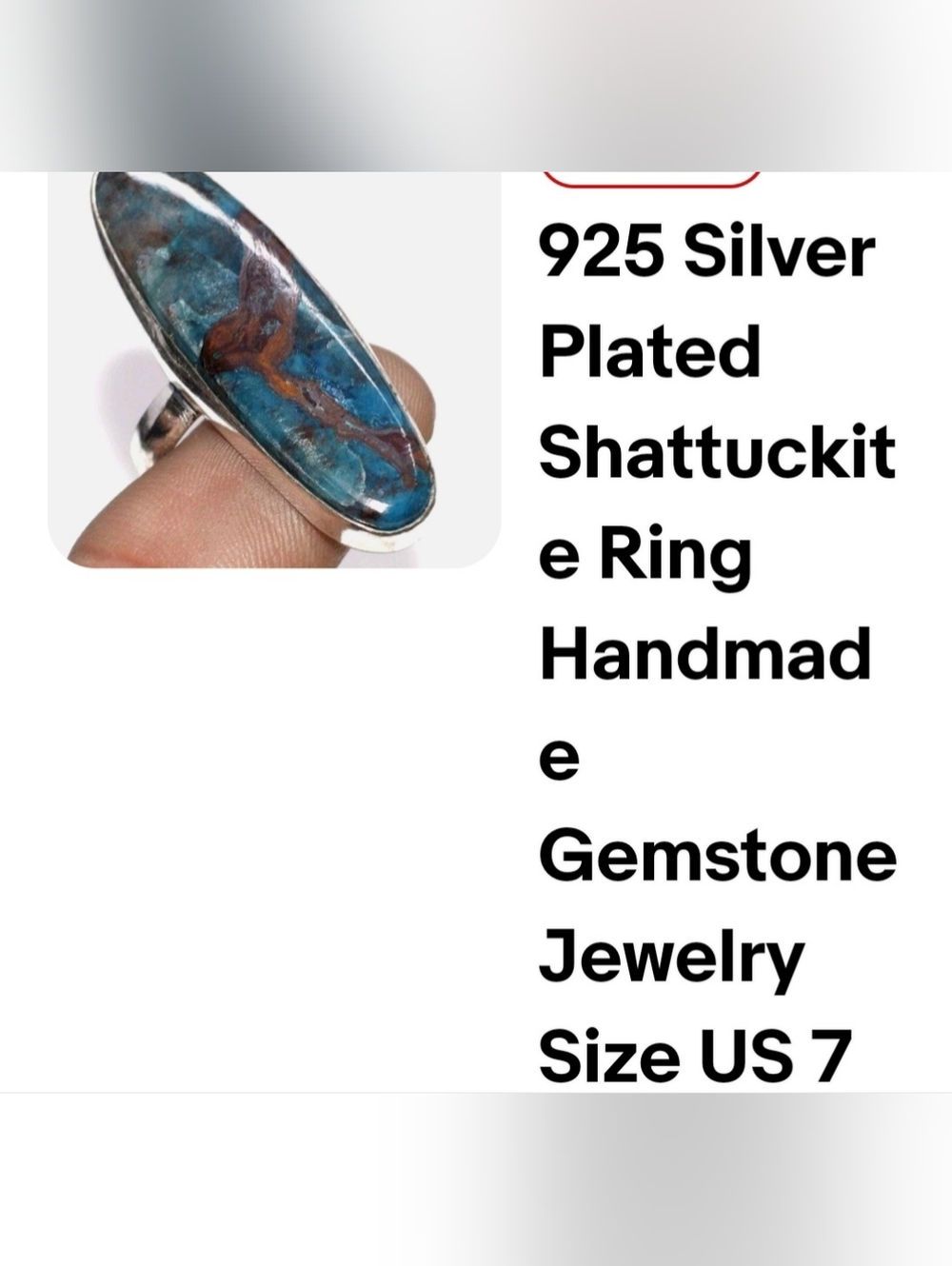 Handmade Shattuckite and Copper Inlay Silver-Plated Ring - Blue